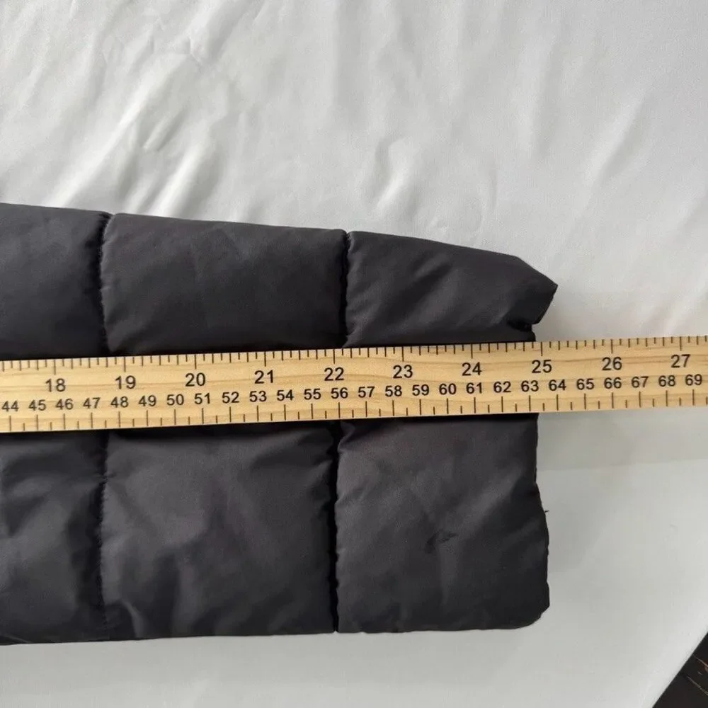Laundry By Design Long Quilted Puffer Coat Black Faux Fur Hood Women's L Good - Picture 5 of 12